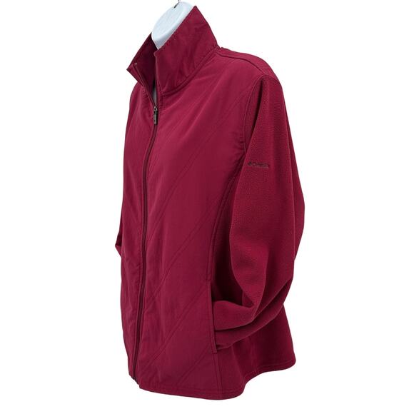 Columbia Jacket WMNS XL Fuchsia Full Zip High Neck Fleece Sleeve Quilted Outdoor - Picture 5 of 10